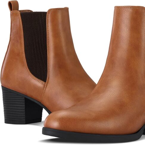 COASIS Women's Chelsea Boots Chunky Heel Slip On Ankle Booties with Elastic Sided in Saudi Arabia