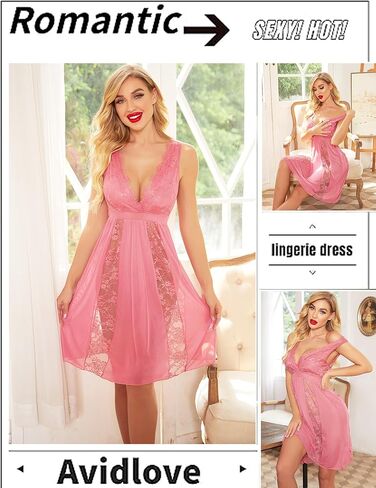 Avidlove Babydoll الملابس الداخلية للنساء قمصان النوم مثير للعروس الدانتيل قميص الملابس الداخلية Nighty in Kuwait