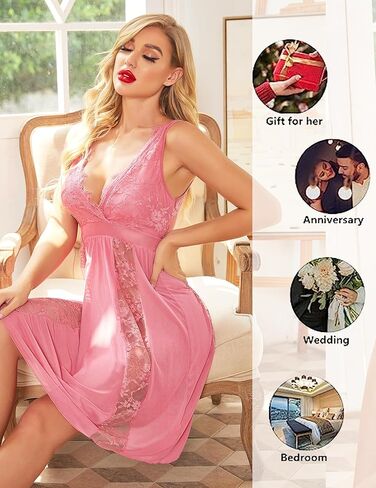 Avidlove Babydoll الملابس الداخلية للنساء قمصان النوم مثير للعروس الدانتيل قميص الملابس الداخلية Nighty in Kuwait