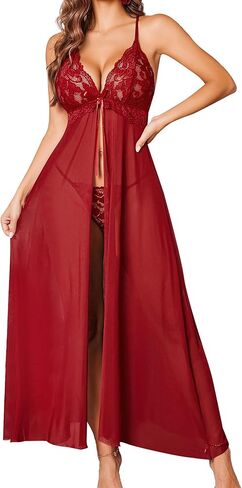 Avidlove ملابس داخلية نسائية دانتيل بيبي دول فتحة عالية ماكسي طويل فستان الأمومة لالتقاط الصور in Kuwait