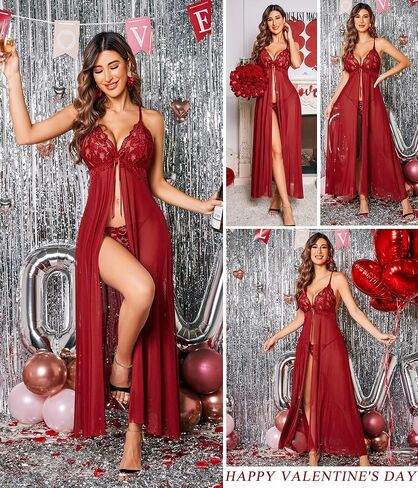 Avidlove ملابس داخلية نسائية دانتيل بيبي دول فتحة عالية ماكسي طويل فستان الأمومة لالتقاط الصور in Kuwait