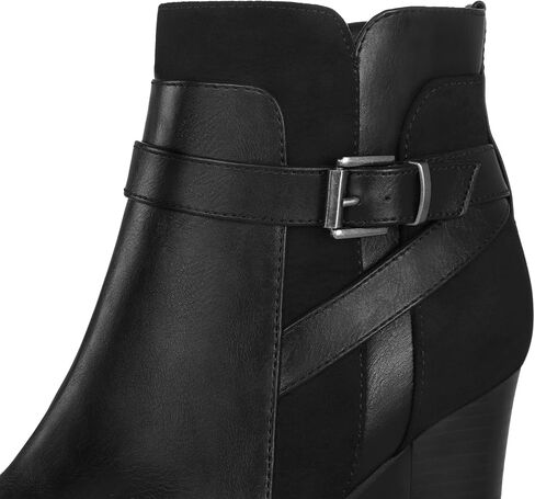 mysoft Women's Ankle Boots Chunky Stacked Heel Zipper Booties - Available in Wide Sizes in Saudi Arabia