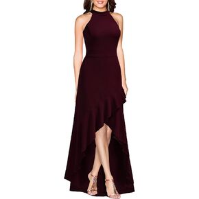 MUSHARE Women's Halter Neck Ruffle Split Bodycon Formal Evening Party Long Dress in Saudi Arabia