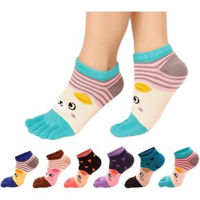 HONOW Women's Low Cut Toe Socks Ankle Cotton Running Socks(Pack of 5/6)