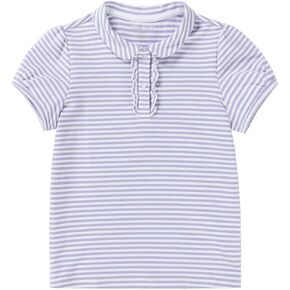 UNACOO Toddler Girls Polo Shirt with Picot Collar Cotton Short Sleeve T-Shirt (Age 2-8 Years)