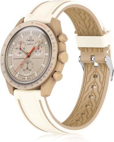 سوار بديل من السيليكون الناعم 20 ملم متوافق مع ساعة مون سواتش من فارلويا، متوافق مع ساعة اوميغا اكس سواتش مونسواتش سبيدماستر/رولكس/سيكو للنساء والرجال in Kuwait