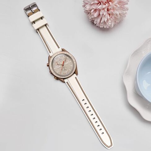 سوار بديل من السيليكون الناعم 20 ملم متوافق مع ساعة مون سواتش من فارلويا، متوافق مع ساعة اوميغا اكس سواتش مونسواتش سبيدماستر/رولكس/سيكو للنساء والرجال in Kuwait