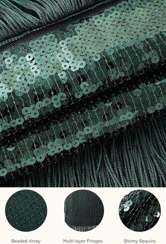 BABEYOND 1920s Flapper Dress Long Fringe Gatsby Dress Roaring 20s Sequins Beaded Dress Vintage Art Deco Dress in Kuwait