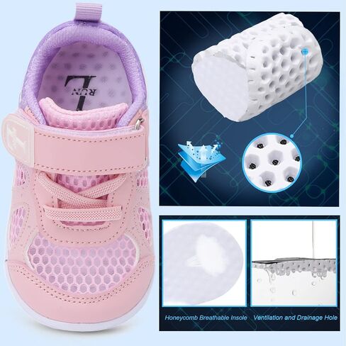 L-RUN Toddler Sneakers Boys Girls Barefoot Summer Walking Shoes Toddler Boy Tennis Shoes Mesh Lightweight in Kuwait