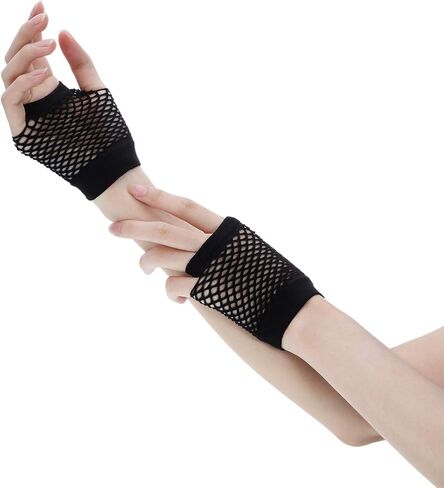 Blulu 80's Lace Headband النيون قفازات أصابع شبكة صيد السمك لحفلة الثمانينات in Kuwait