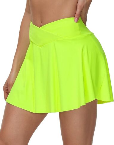 HARTPOR Pleated Tennis Skirt for Women Crossover Waisted Golf Skorts with Pockets Athletic Skirts for Running Casual Workout in Kuwait