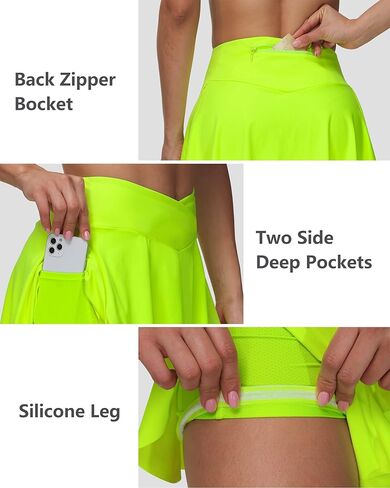 HARTPOR Pleated Tennis Skirt for Women Crossover Waisted Golf Skorts with Pockets Athletic Skirts for Running Casual Workout in Kuwait