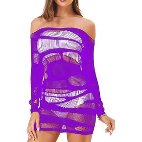 Lemon Girl Women Fishnet Lingerie Babydolls Chemise Long Sleeve Stocking Mini Dress Size US2-18 in Saudi Arabia