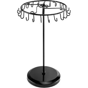 QWORK Spinning Jewelry Tree Display Stand, Jewelry Organizer with 23 Hooks, Black