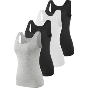 AMVELOP Elastic Tank Tops for Women Undershirts Pack of 4 Slim-Fit in Saudi Arabia