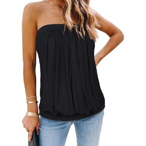 CHICGAL Women's Tube Tops Summer Casual Bandeau Tank Casual Strapless Blouse Off The Shoulder Tunic Shirts in Saudi Arabia