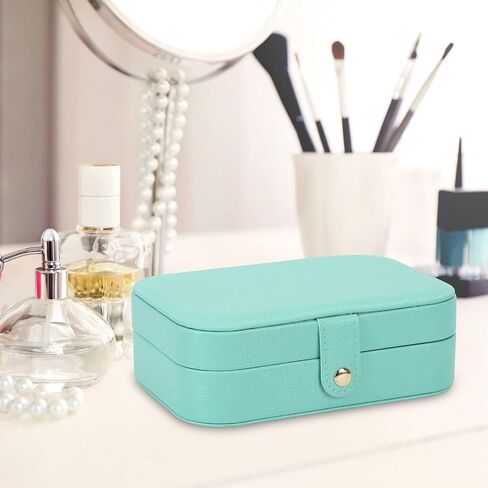 Small Jewelry Box Necklace Ring Storage Organizer Mini Jewelry case Double Layer Travel Jewelry Organizer for Women Girls Gift/Black in Kuwait