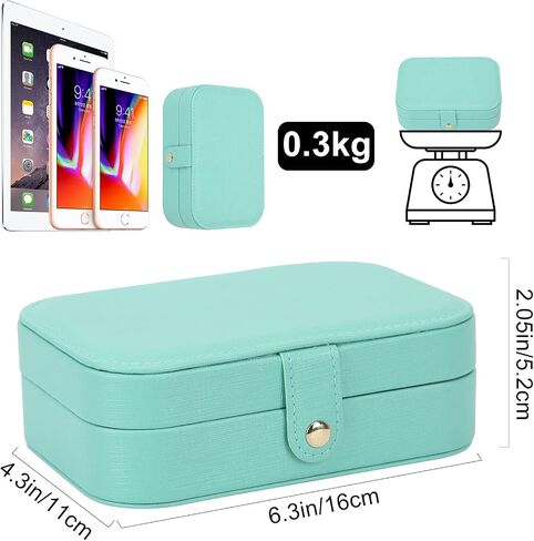 Small Jewelry Box Necklace Ring Storage Organizer Mini Jewelry case Double Layer Travel Jewelry Organizer for Women Girls Gift/Black in Kuwait