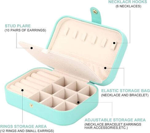 Small Jewelry Box Necklace Ring Storage Organizer Mini Jewelry case Double Layer Travel Jewelry Organizer for Women Girls Gift/Black in Kuwait
