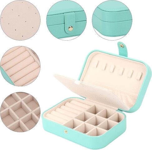 Small Jewelry Box Necklace Ring Storage Organizer Mini Jewelry case Double Layer Travel Jewelry Organizer for Women Girls Gift/Black in Kuwait