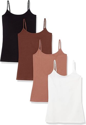 Amazon Essentials Women's Slim-Fit Camisole (Available in Plus Size), Pack of 4, Black/White, X-Small in Kuwait