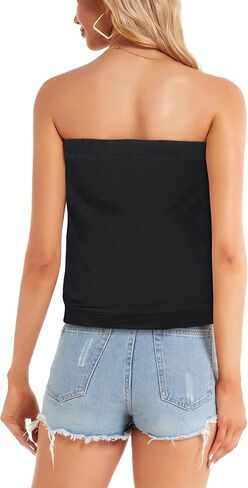 CHICGAL Women's Tube Tops Summer Casual Bandeau Tank Casual Strapless Blouse Off The Shoulder Tunic Shirts in Kuwait