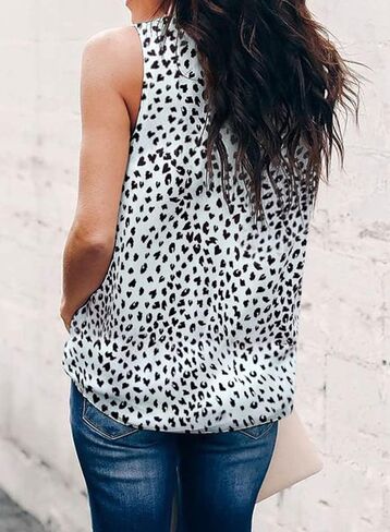 Dokotoo Womens Casual Sleeveless Shirts Halter Neck Leopard Print Tank Top and Blouses in Kuwait