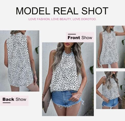 Dokotoo Womens Casual Sleeveless Shirts Halter Neck Leopard Print Tank Top and Blouses in Kuwait