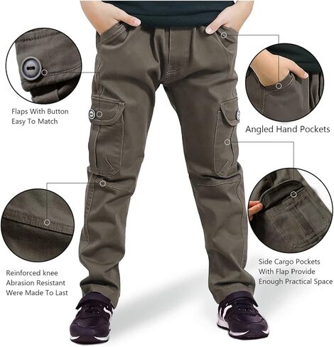 سراويل CAMLAKEE للأولاد قابلة للسحب للأطفال من نسيج قطني مضلع للركض in Kuwait