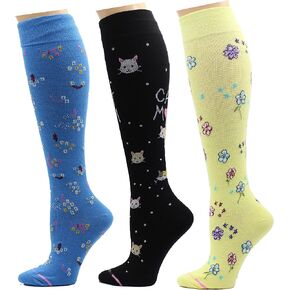 Dr. Motion 3 Pairs Therapeutic Graduated Compression Women's Knee-hi Socks