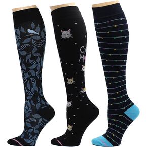 Dr. Motion 3 Pairs Therapeutic Graduated Compression Women's Knee-hi Socks