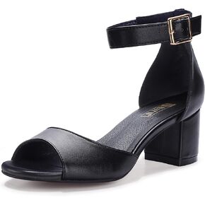 IDIFU Women's Candie Low Block Heels Sandals Peep Toe Chunky Ankle Strap Wedding Dress Shoes