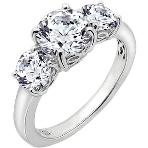 Amazon Collection Platinum or Gold Plated Sterling Silver Round 3-Stone Ring made with Infinite Elements Cubic Zirconia in Saudi Arabia