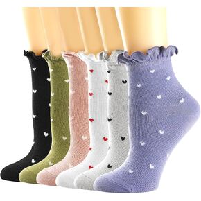 Mcool Mary Womens Socks, Ruffle Casual Ankle Socks Breathable Cool Cotton Knit Lettuce Crew Sock 6 Pack in Kuwait