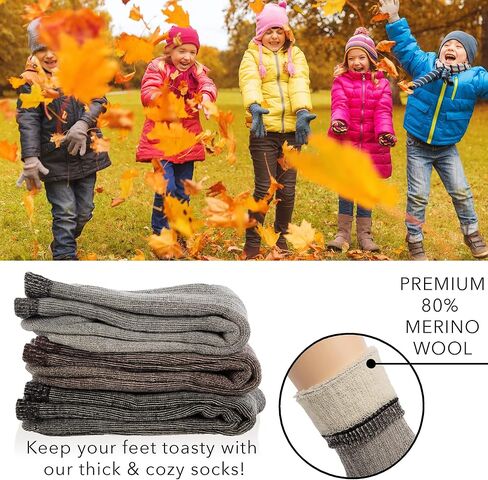 DG Hill Merino Wool Socks for Men Women - 3 or 6 Pairs 80% Wool - Hiking Socks Warm Socks Crew Style Thermal Moisture Wicking in Kuwait