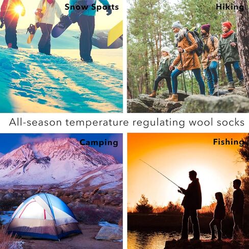 DG Hill Merino Wool Socks for Men Women - 3 or 6 Pairs 80% Wool - Hiking Socks Warm Socks Crew Style Thermal Moisture Wicking in Kuwait