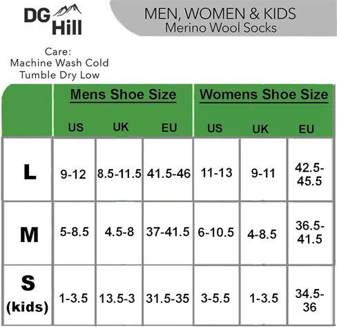 DG Hill Merino Wool Socks for Men Women - 3 or 6 Pairs 80% Wool - Hiking Socks Warm Socks Crew Style Thermal Moisture Wicking in Kuwait