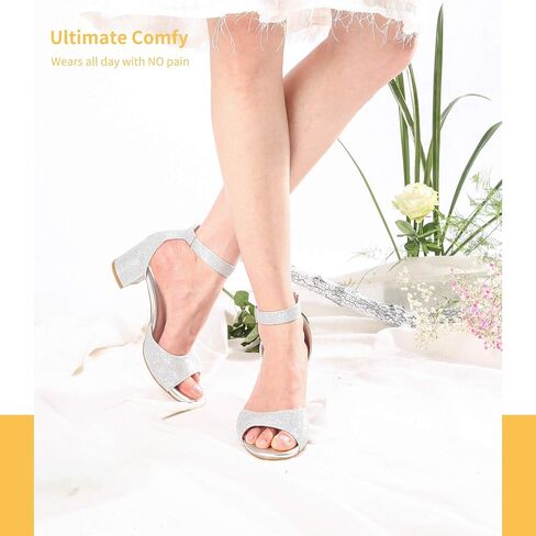IDIFU Women's Candie Low Block Heels Sandals Peep Toe Chunky Ankle Strap Wedding Dress Shoes in Kuwait