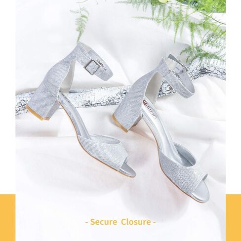 IDIFU Women's Candie Low Block Heels Sandals Peep Toe Chunky Ankle Strap Wedding Dress Shoes in Kuwait