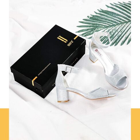 IDIFU Women's Candie Low Block Heels Sandals Peep Toe Chunky Ankle Strap Wedding Dress Shoes in Kuwait