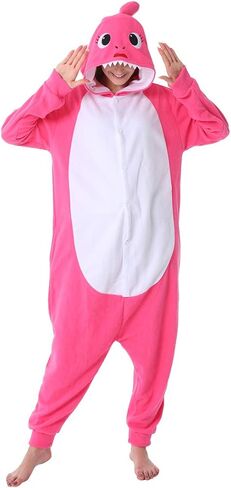 dressfan Cartoon Unisex Animal Grey Shark Costume Pajamas Adult Kids Teen Women Men in Kuwait
