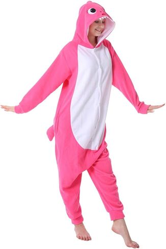 dressfan Cartoon Unisex Animal Grey Shark Costume Pajamas Adult Kids Teen Women Men in Kuwait