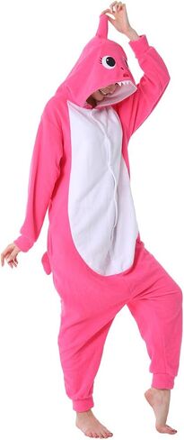 dressfan Cartoon Unisex Animal Grey Shark Costume Pajamas Adult Kids Teen Women Men in Kuwait