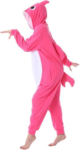 dressfan Cartoon Unisex Animal Grey Shark Costume Pajamas Adult Kids Teen Women Men in Kuwait