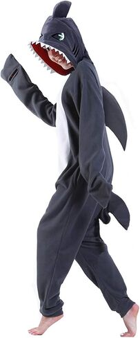 dressfan Cartoon Unisex Animal Grey Shark Costume Pajamas Adult Kids Teen Women Men in Kuwait