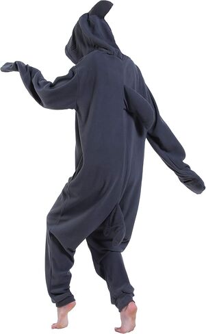 dressfan Cartoon Unisex Animal Grey Shark Costume Pajamas Adult Kids Teen Women Men in Kuwait