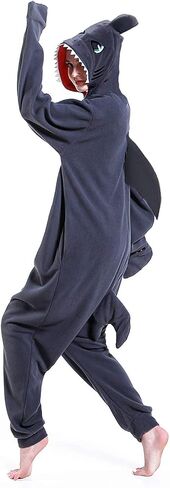 dressfan Cartoon Unisex Animal Grey Shark Costume Pajamas Adult Kids Teen Women Men in Kuwait