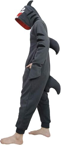 dressfan Cartoon Unisex Animal Grey Shark Costume Pajamas Adult Kids Teen Women Men in Kuwait