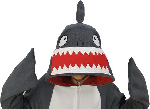 dressfan Cartoon Unisex Animal Grey Shark Costume Pajamas Adult Kids Teen Women Men in Kuwait