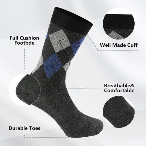 Fandecie Men's Dress Socks,Cotton Crew Socks,6 Pairs,Breathable and sweat-absorbing for Shoe Size 9-13 in Saudi Arabia